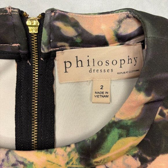 Philosophy 2 Dress Pink Floral Stretch Sleeveless - Picture 4 of 5